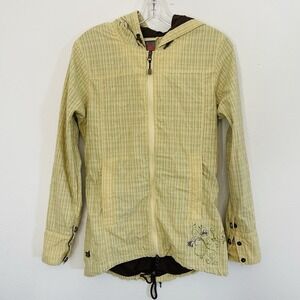Vtg SCOTT Jacket Y2K Yellow Plaid‎ Feminine Hood Snowboard Ski Mesh Lined Medium